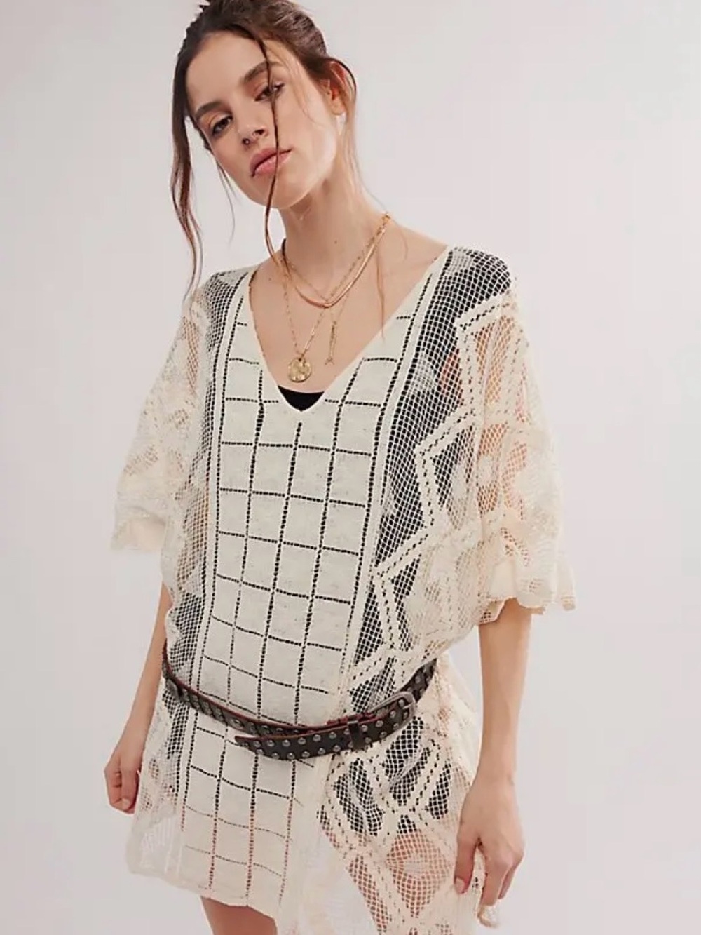 Free People Sunshine Crochet Kaftan Cover-Up ~ OS - Picture 3 of 6
